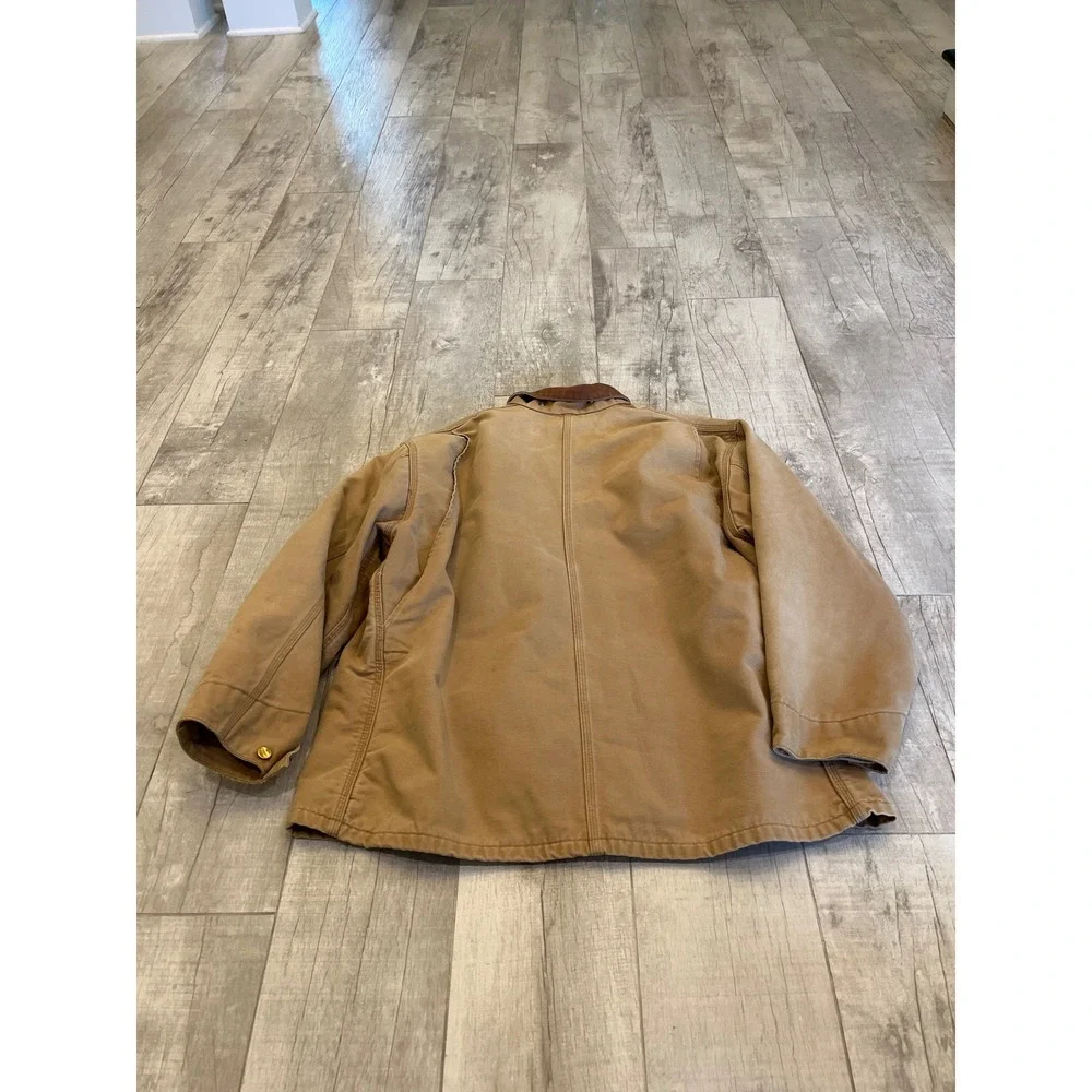 Carhartt Mens Duck Canvas Blanket Lined Chore Coat Jacket Tan Brown C01 BRN‎
